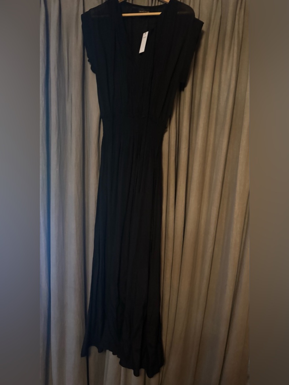 Black Women's sheer black Maxi Dress - Elegant V-Neck